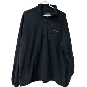 Eddie Bauer Mens Large Tall Black 1/4 Zip Fleece Jacket Gorpcore Outdoors Hiking